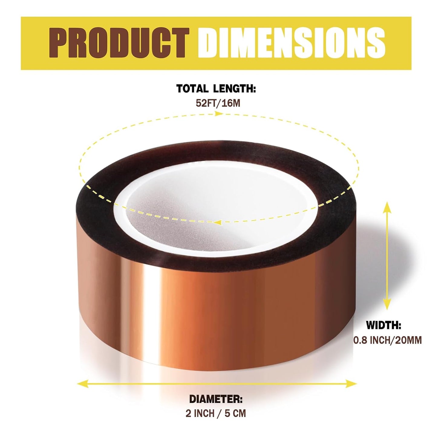 2 Rolls 20mm x16m(52FT) Heat Tape High Temperature Heat Resistant Tape Heat Transfer Tape for Heat Sublimation Press Vinyl,No Residue