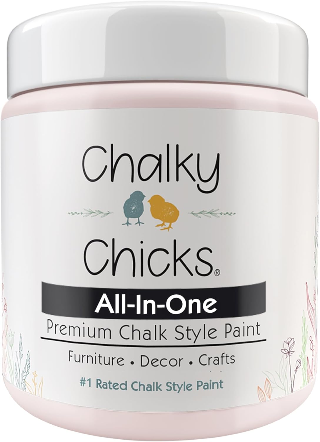 Chalky Chicks All-in-One Chalk Paint for Furniture or Cabinet - 8 Fl Oz - Matte Finish Paris Pink for Metal, Wood Furniture Paint - No Sanding All-in-One for Home Decor & Crafts, USA Made