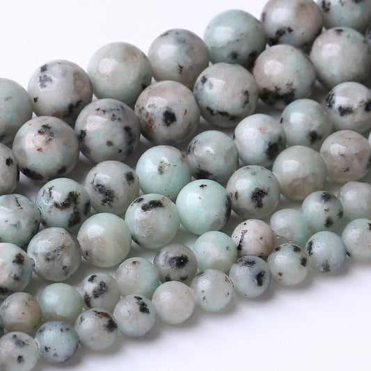 60PCS 6MM Mint Sesame Jasper Stone Beads Energy Healing Beads for DIY Jewelry Bracelet Necklace Making for Jewelry Making 15Inch