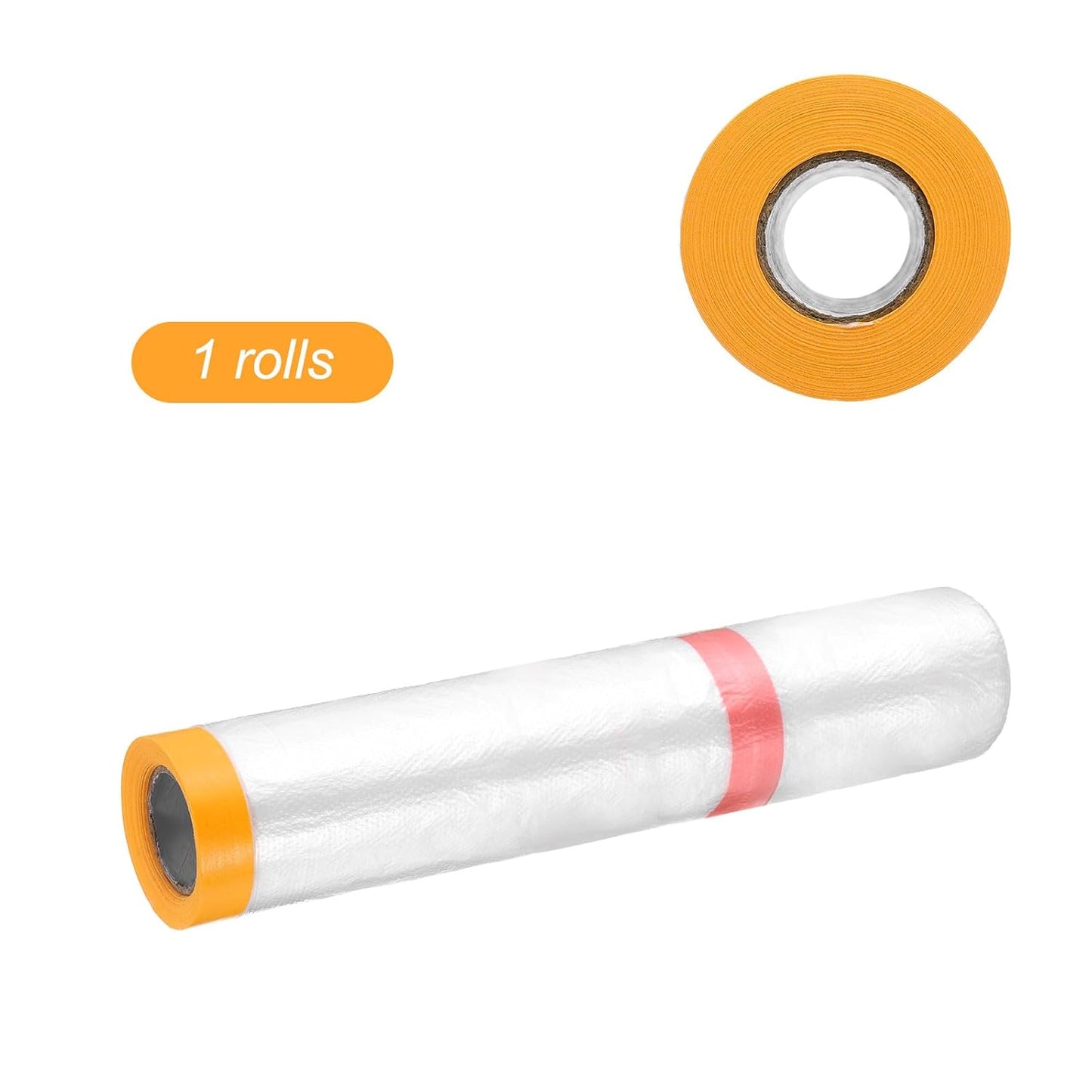 HARFINGTON Pre-Taped Masking Film 78.7" x32.8ft Double Adhesive Tape and Drape Painters Plastic Drop Cloth Film with Tape Plastic Sheeting for Automotive Painting Covering