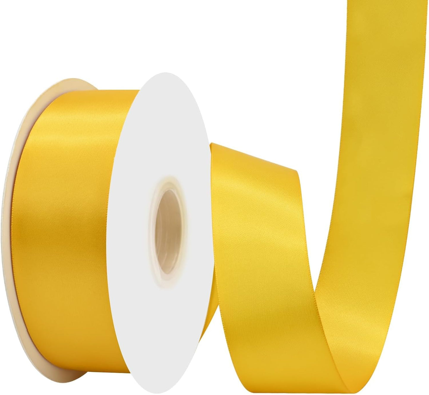 Maize Yellow Satin Ribbon 1-1/2" X 50 Yards Solid Color Double Faced Ribbons Perfect for Crafts Wedding Decor Bow Making Arts Sewing and More