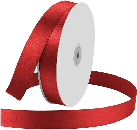 1" Wide x 100 Yards Single Face Polyester Satin Ribbon, Satin Ribbon for Crafts, Gift, Hair Bows, Wedding Party Decoration, Bow Making & Other Projects (Red)