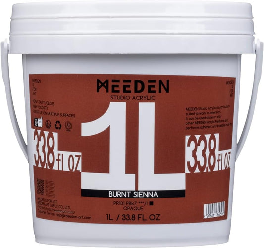 MEEDEN Burnt Sienna Acrylic Paint: 1 L /33.8 oz Heavy Body Gloss Non-Toxic - Thick Red Paints for Canvas Crafts Wood Metal Plastic Wall