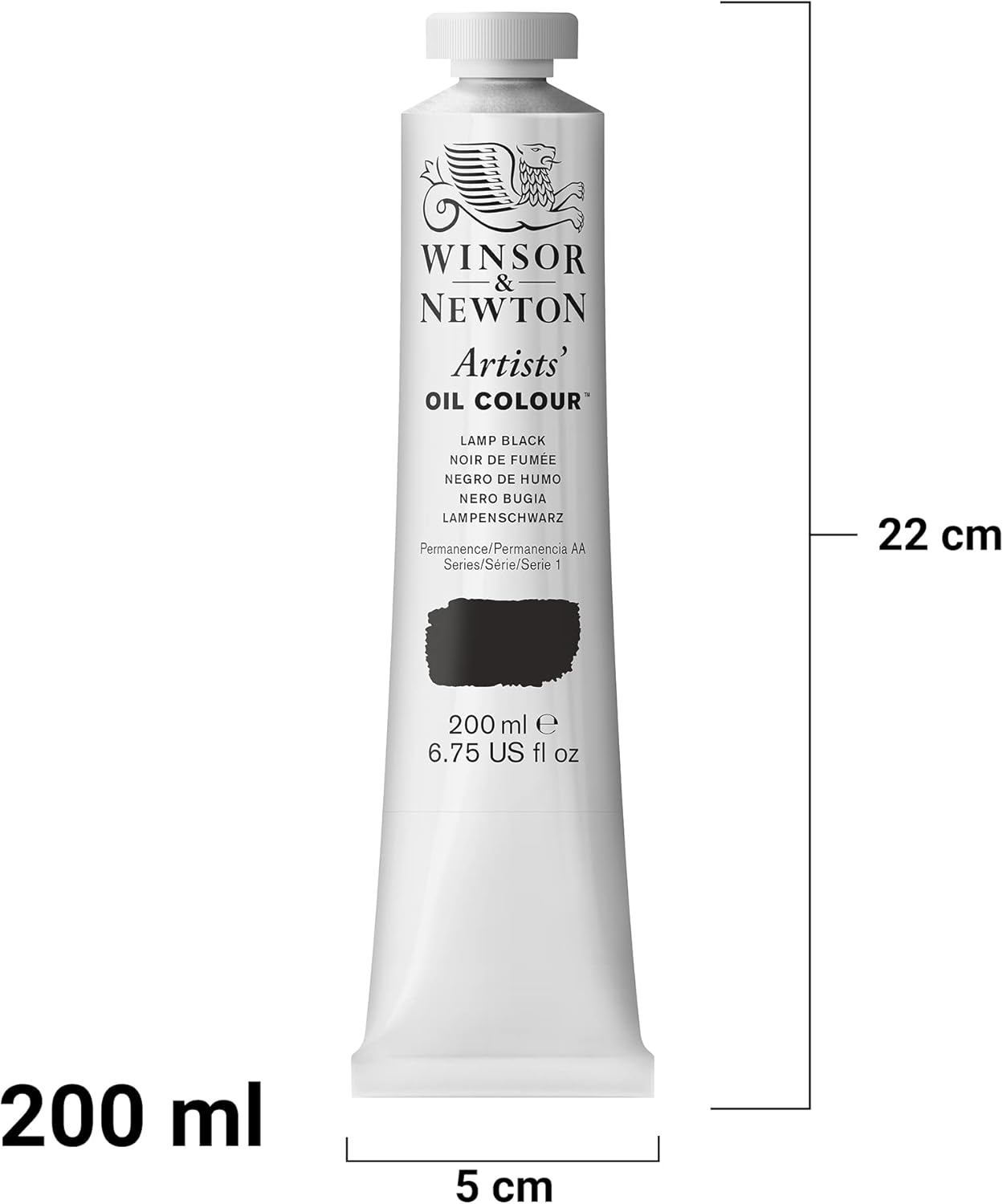 Winsor & Newton Artists' Oil Color, 200ml (6.75 oz) Tube, Lamp Black