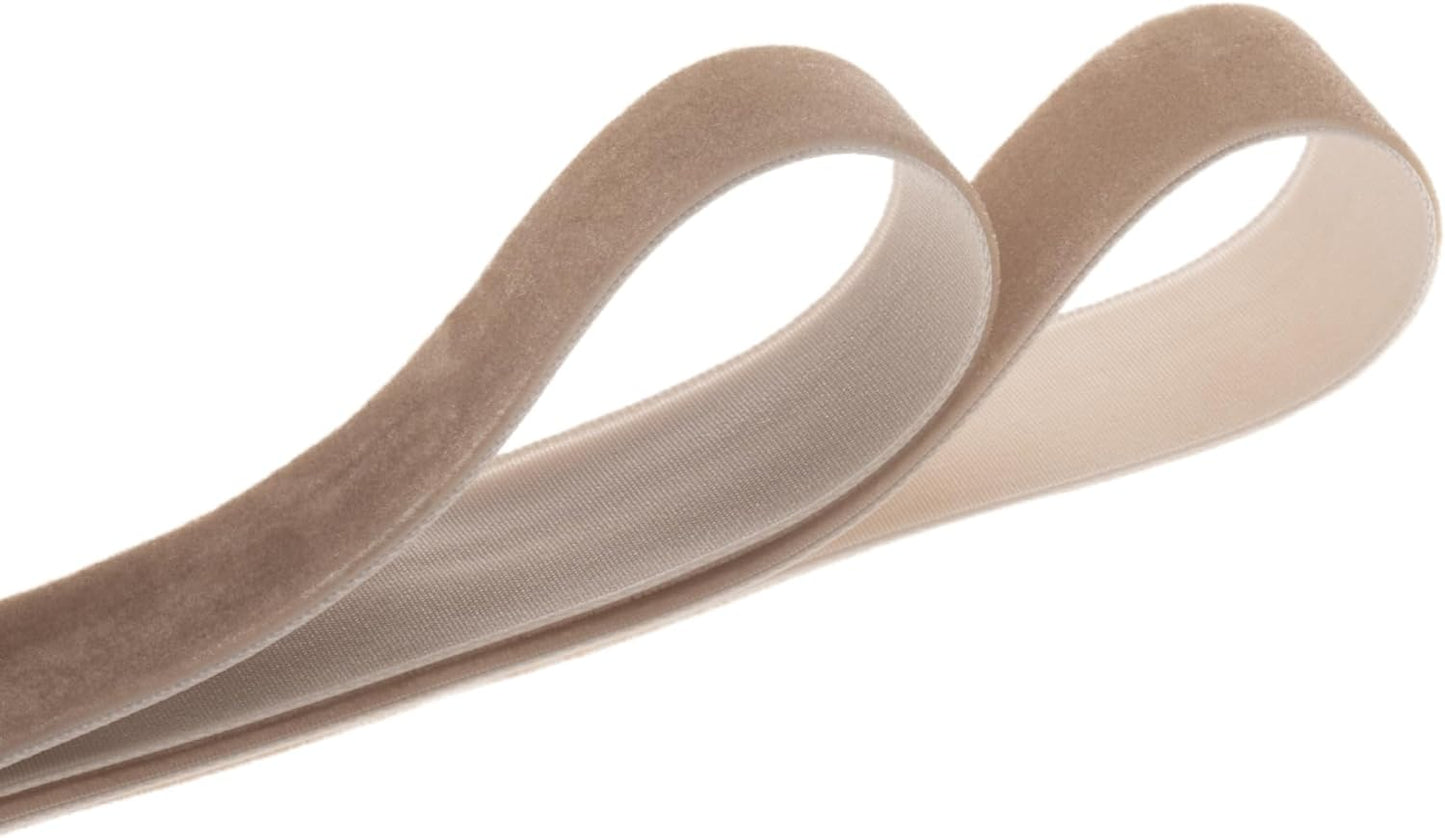 Vintage Camel Velvet Ribbon Christmas Ribbon for Gift Wrapping Crafts Christmas Tree Ornaments Garland Decorations, 1 Inch X 25Yd