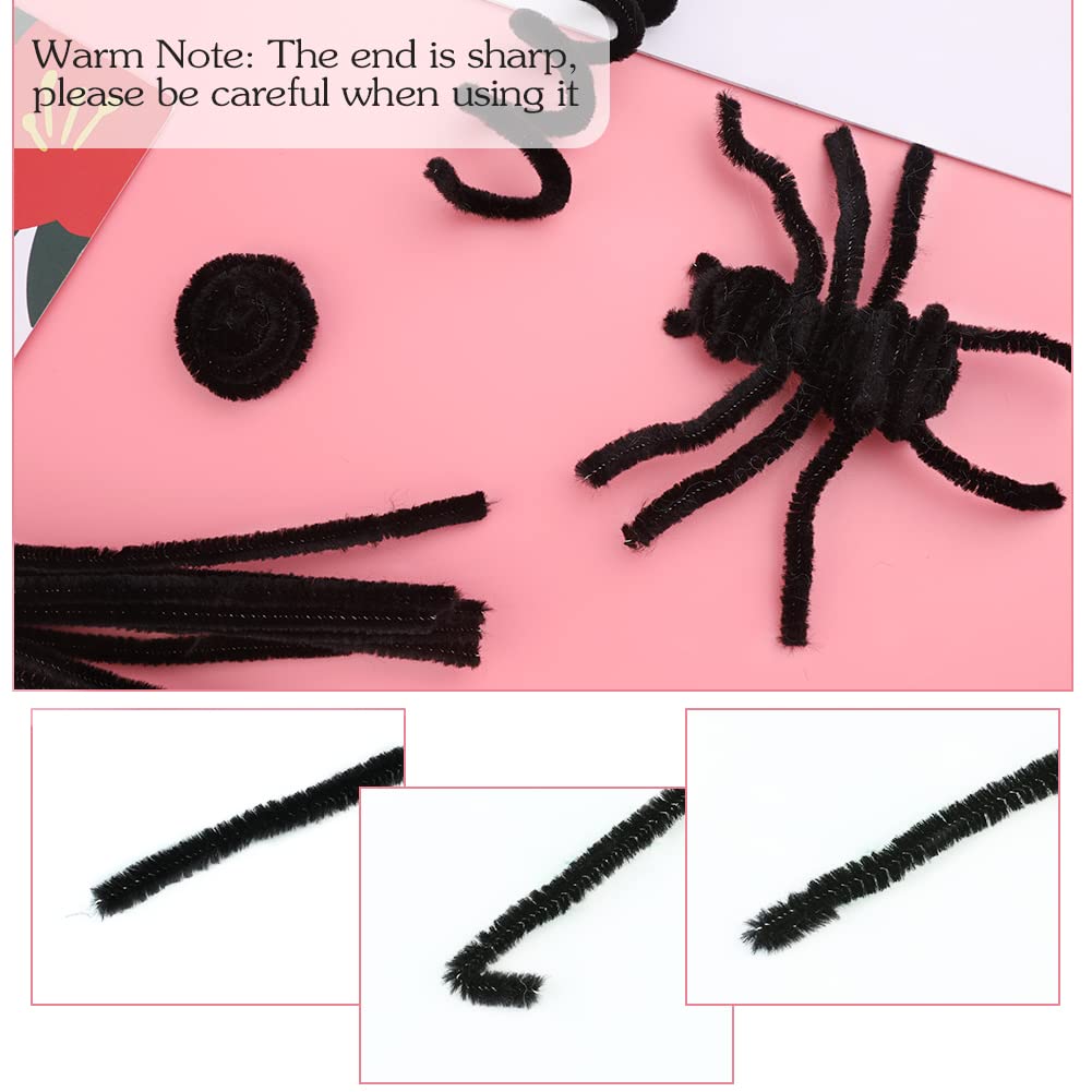 60 PCS Black Pipe Cleaners - Bulk Art & Craft Pipe Cleaners Chenille Stem for Creative Home Decoration and Arts Crafts