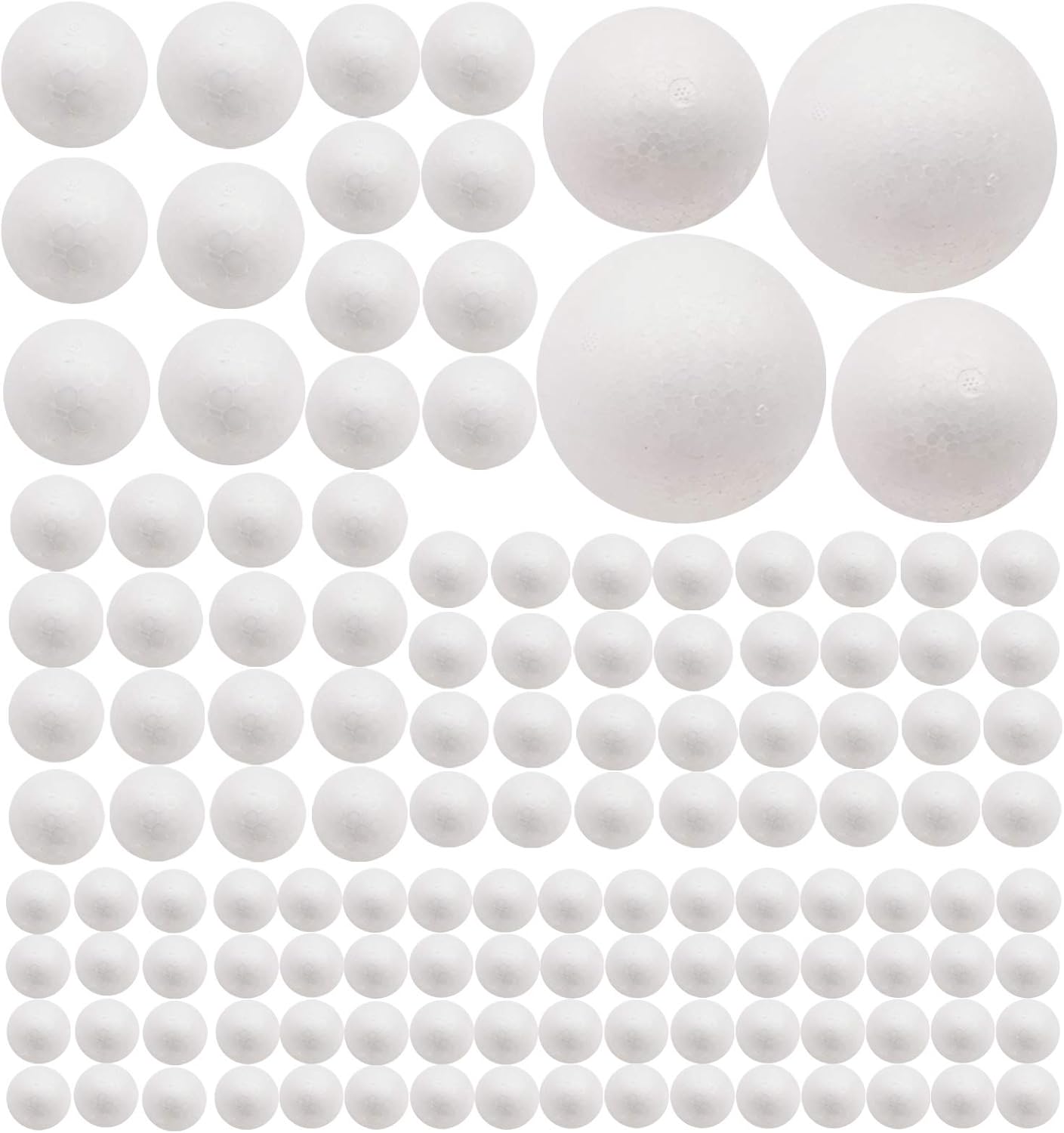 129 Pack Craft Foam Balls, 7 Sizes Including 1-4 Inches, White Polystyrene Smooth Round Balls, Foam Balls for Arts and Crafts, DIY Craft for Home, Supplies School Craft Project and Holiday Party
