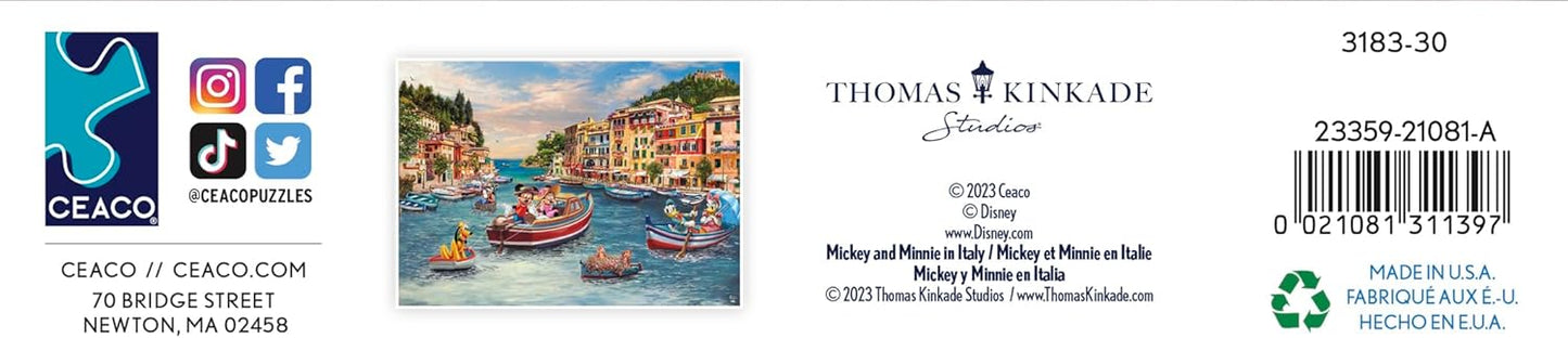 Ceaco - Thomas Kinkade - Disney - Mickey & Minnie in Italy - 1000 Piece Jigsaw Puzzle