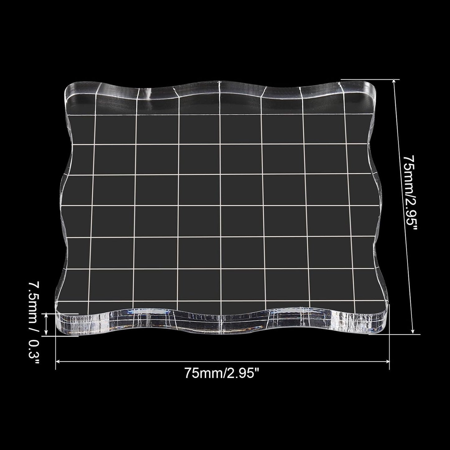 PATIKIL 3" x 3" Acrylic Stamp Block, Clear Stamping Block with Grid Lines Decorative Mounting Blocks Wave for Scrapbooking DIY Crafts Card Making