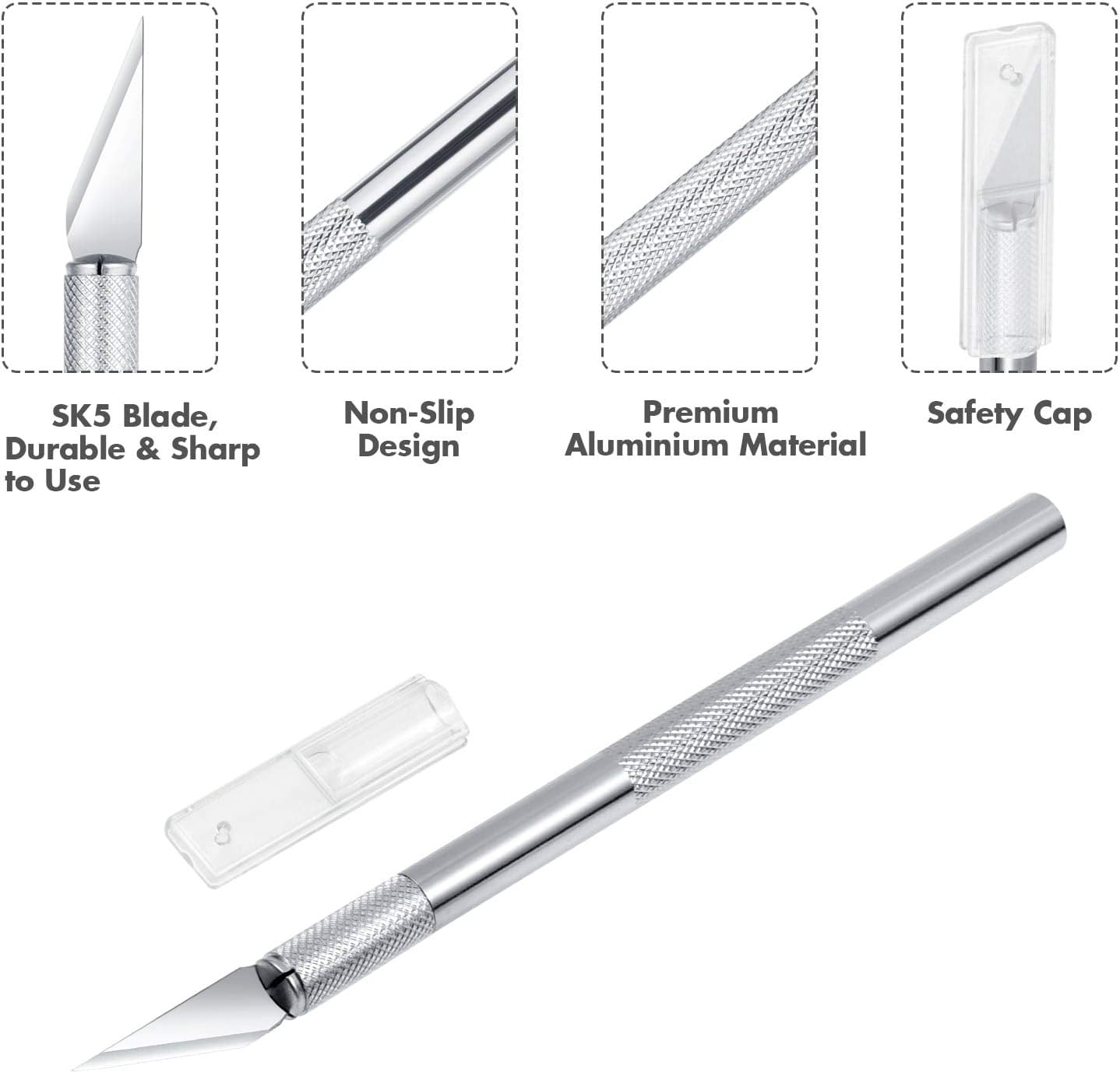 Anezus Craft Knife Precision Cutter and Self Healing Cutting Craft Mat Hobby Knife Set with 30 PCS Knife for Art Hobby Craft Scrapbooking Stencil