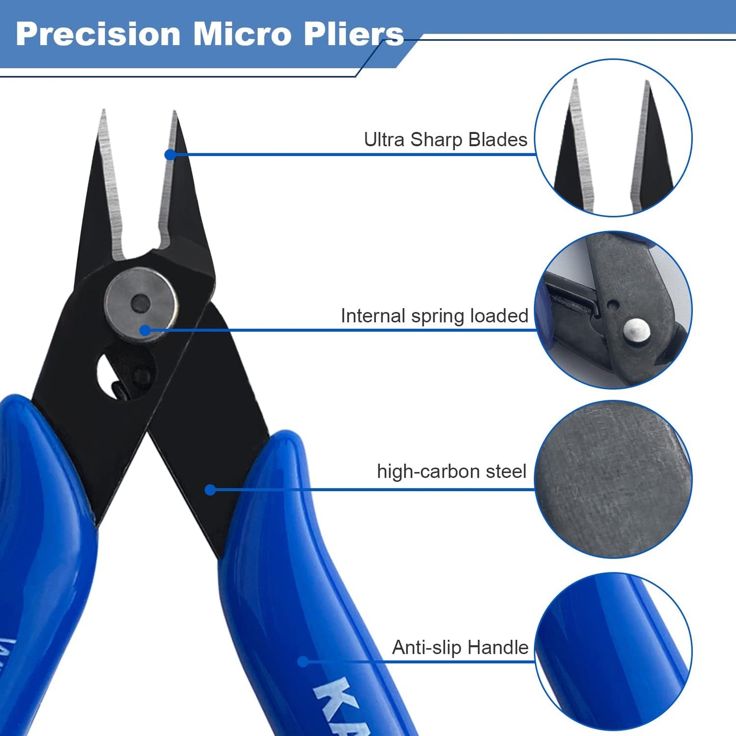 Small Wire Cutters 10 Pack- KAIHAOWIN 170 Wire Flush Cutters Wire Clippers Nippers Clean Cut Pliers Side Cutter Diagonal Cutting Pliers for Electronic Floral Heating Wire Model Sprue Soft Copper, Blue