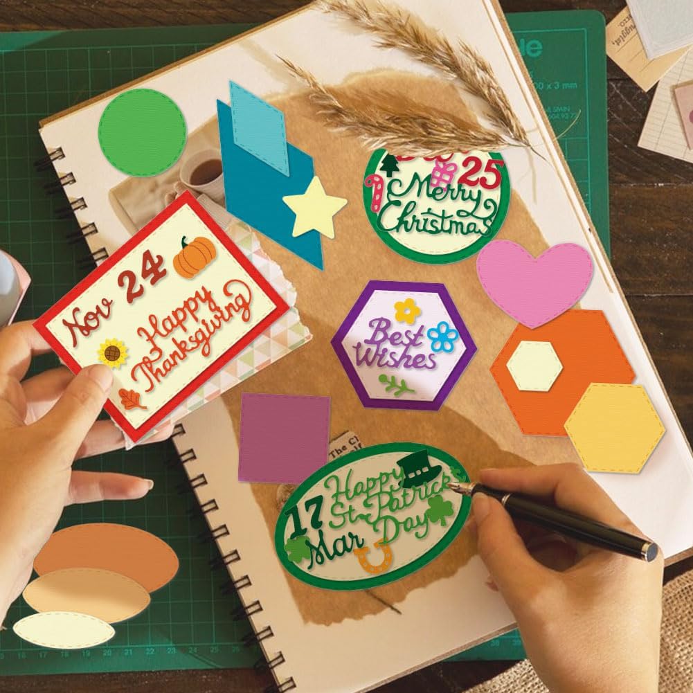 9PCS Metal Cutting Dies Different Shapes Dies Cuts for Scrapbooking Heart Dies for Card Making Rhombus Star Triangle Embossing Template for Handmade DIY Paper Cards Album Decoration