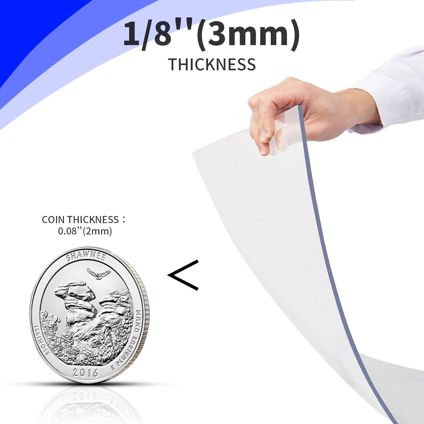 Art3d (2 Pack) 1/8" Thick Plexiglass Sheets - 20" x 24" PET Clear Acrylic Sheets for Art Design，Craft Projects, Signs, DIY in Home, Wedding, Festival,Party,Office