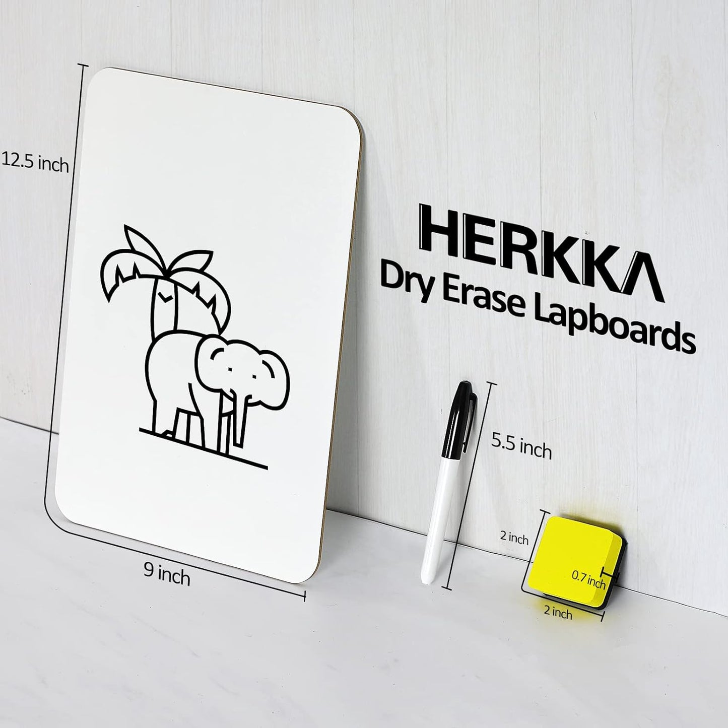 Dry Erase Lapboards, HERKKA 35 Pack Double Sided Dry Erase Lap Boards 9 x 12.5 Inch, 35 Markers, 35 Erasers, Small Dry Erase Boards for Students Classroom Teacher Supplies