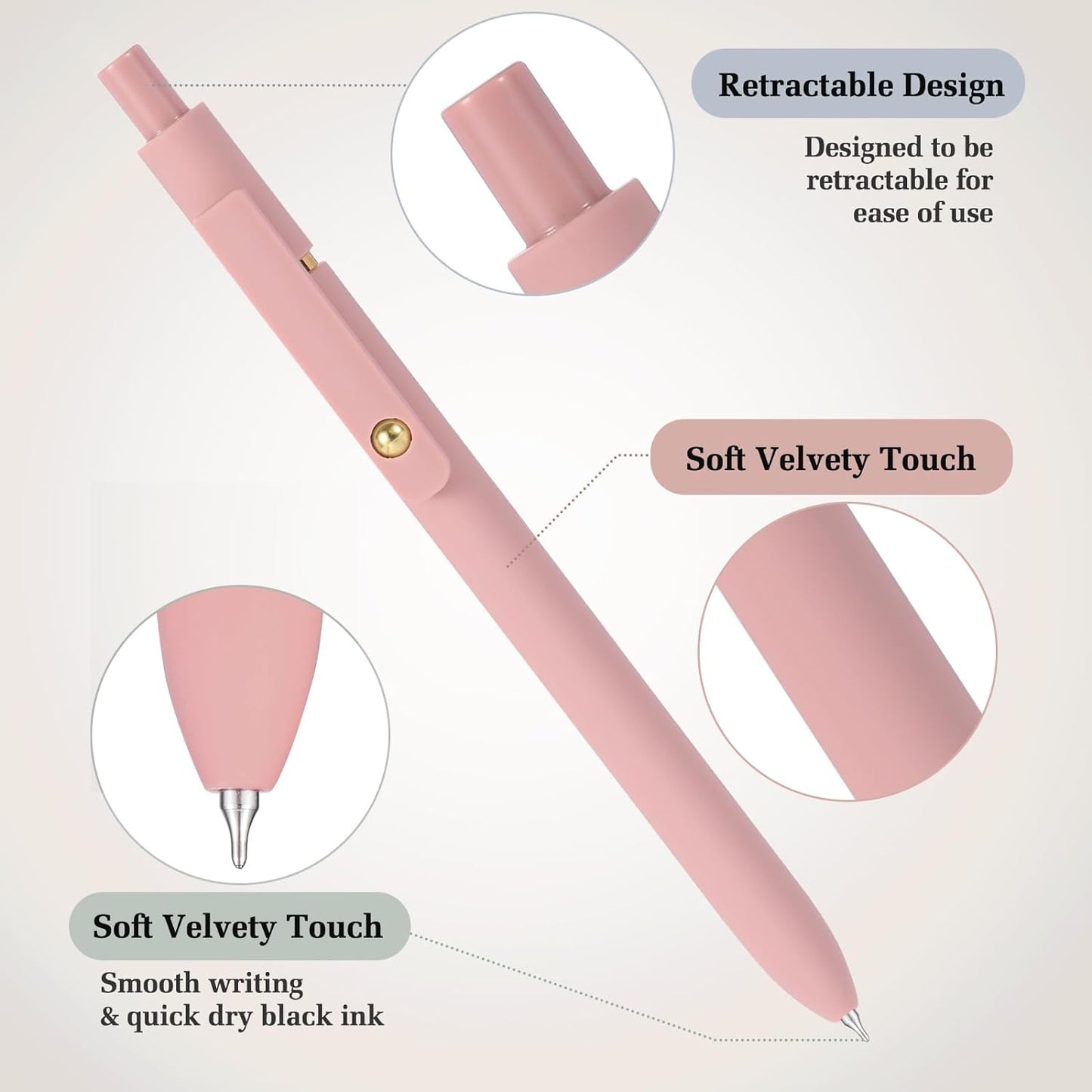 FIOVER Gel Pens, 6pcs 0.7mm Fine Point Black Ink, Smooth Writing Pens for Journaling, Nurse Aesthetic Cute Office School Supplies, Gifts for Women and Men (6Pcs Morandi-Black Ink)