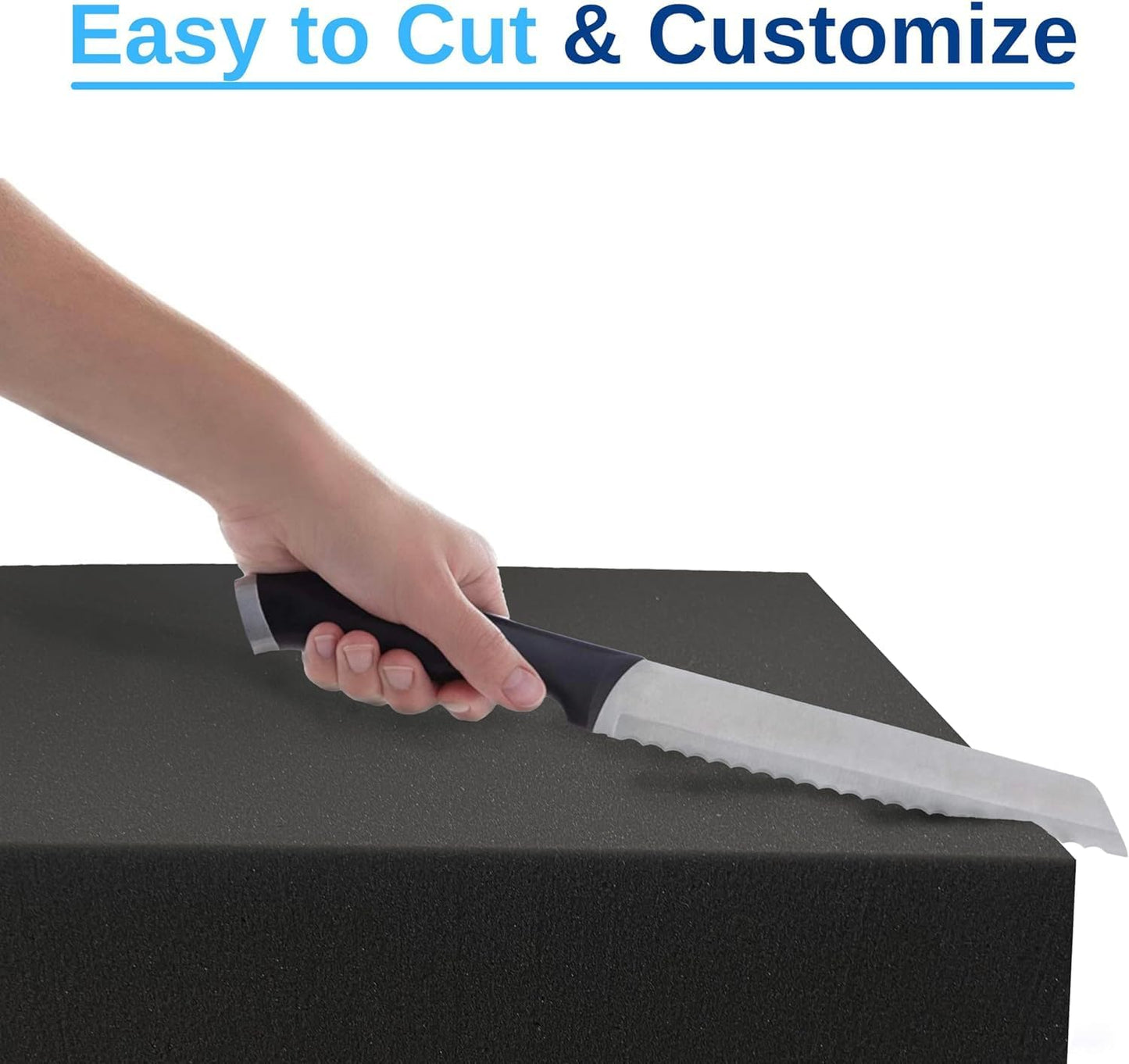 FoamRush 10" x 24" x 24" Charcoal High Density Upholstery Foam Cushion (Upholstery Sheet, Foam Padding, Seat Replacement, Chair Cushion Replacement, Square Foam, Wheelchair Seat Cushion) Made in USA