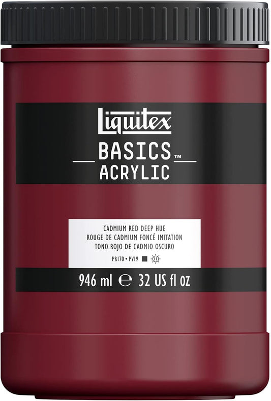 Liquitex BASICS Acrylic Paint, 946ml (32-oz) Jar, Cadmium Red Deep Hue