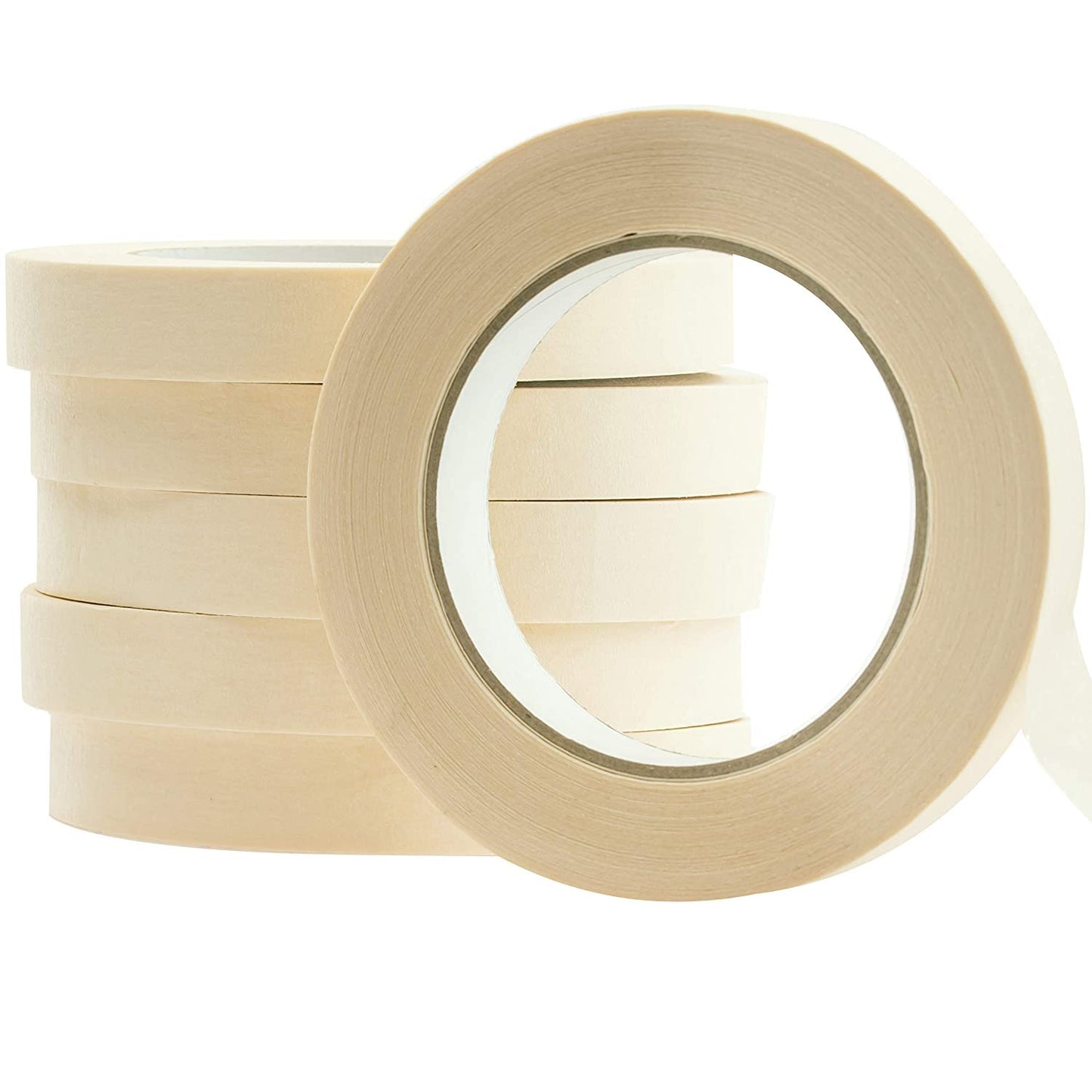 No-Residue 1 Inch, 60 Yard Masking Tape 6 Pk. Easy-Tear, Pro-Grade Removable Painters Tape Great for Home, Office, Commercial Contractor. Clean, Drip-Free Painting with Wide Crepe Paper Rolls