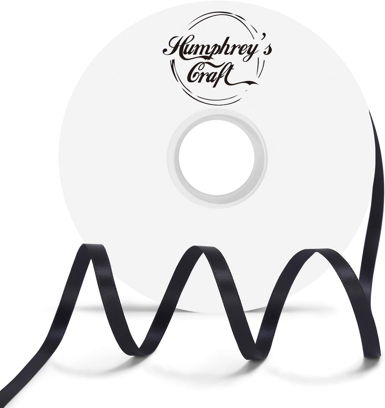 Humphrey's Craft 1/4 Inch Black Double Faced Satin Ribbon - 100 Yards for Crafts Gifts Wrapping Christmas Wedding DIY Bows Sewing Decor Invitation Card.