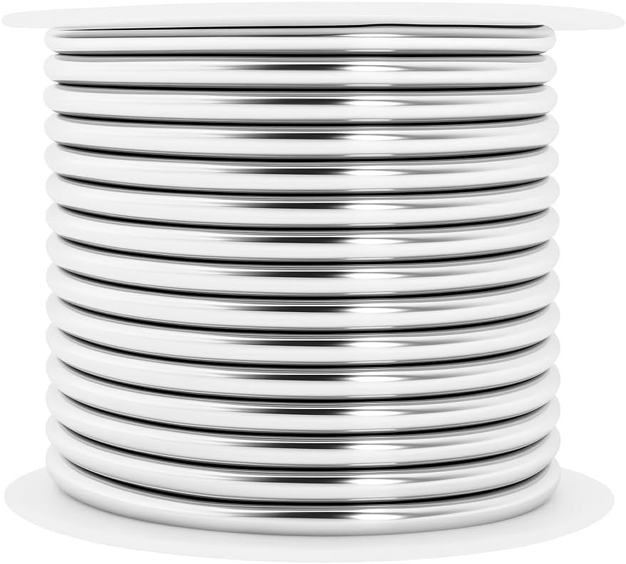 Mandala Crafts 10 Gauge Anodized Aluminum Craft Wire for Jewelry Making - 120 FT Colored Flexible Silver Copper Tone Wire - Bendable for Bonsai Armature Crafting Sculpting