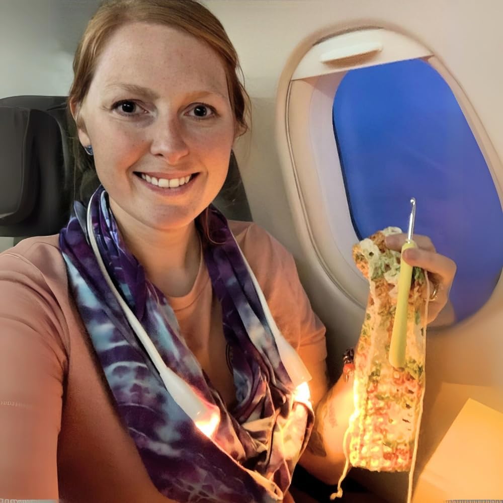 Lumos Knitting Light, Crafter Light Around Neck for Knitters and Crocheters, 3 Colors & Adjustable Brightness. Portable, Wearable, Rechargeable&Long Lasting (White)