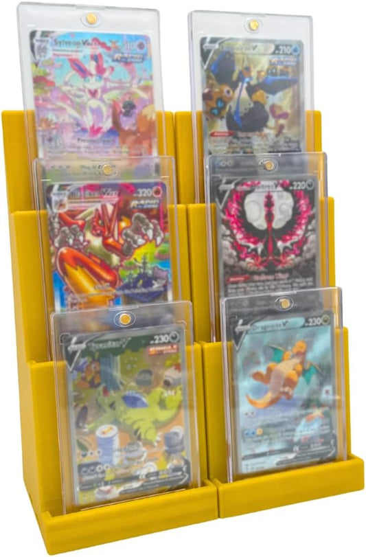 Magnetic Card Holder Stadium Displays - Yellow (2 Pack), Compatible with Ultra Pro Protectors - Trading Card Holder - Card Stand - Sports Card Display