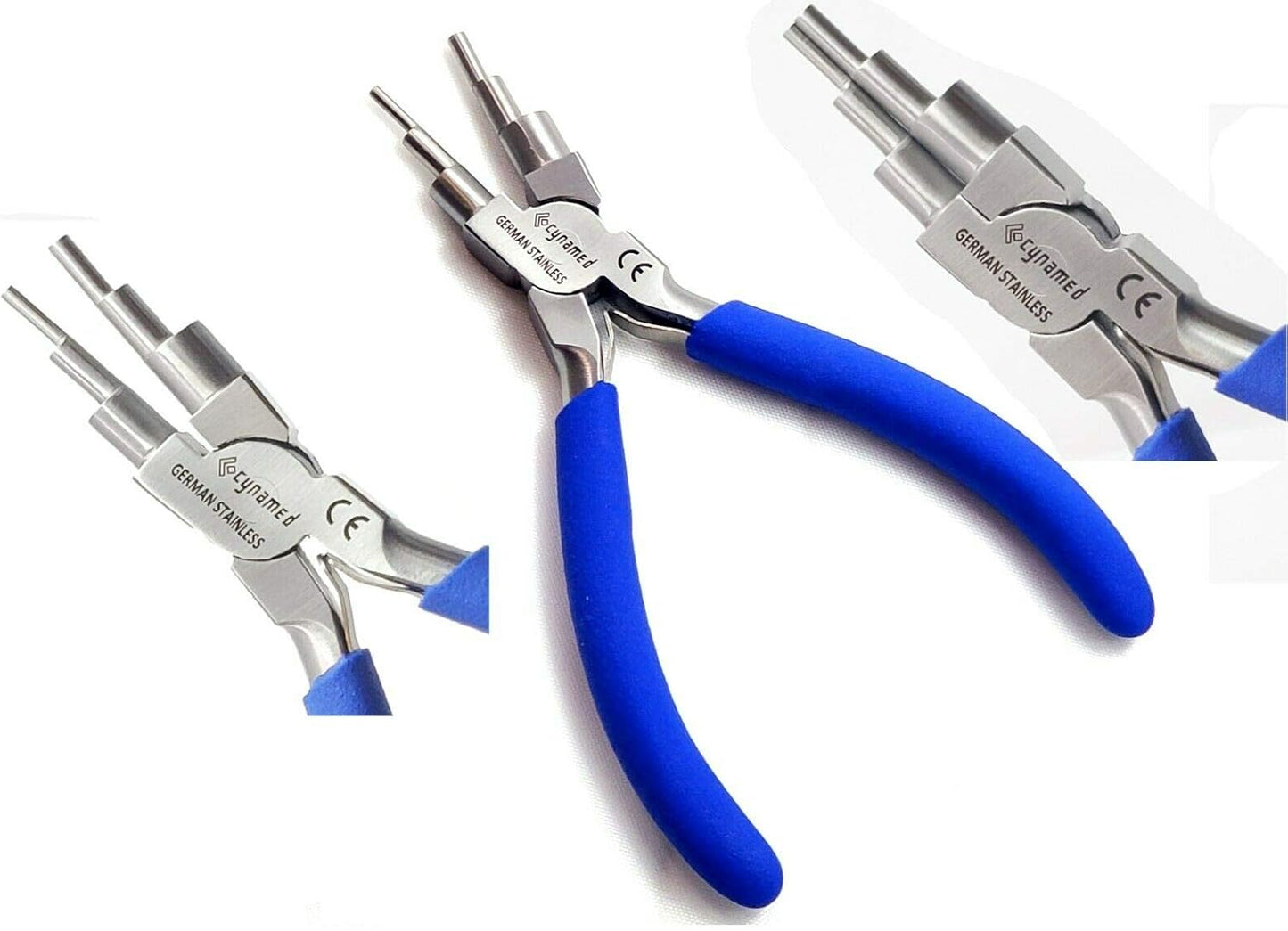 Cynamed German Stainless- 6 in 1 Bail Making Pliers Wire Looping Forming Pliers with Non-Slip Comfort Grip Handle for 2mm to 9mm Loops and Jump Rings-Heavy Duty