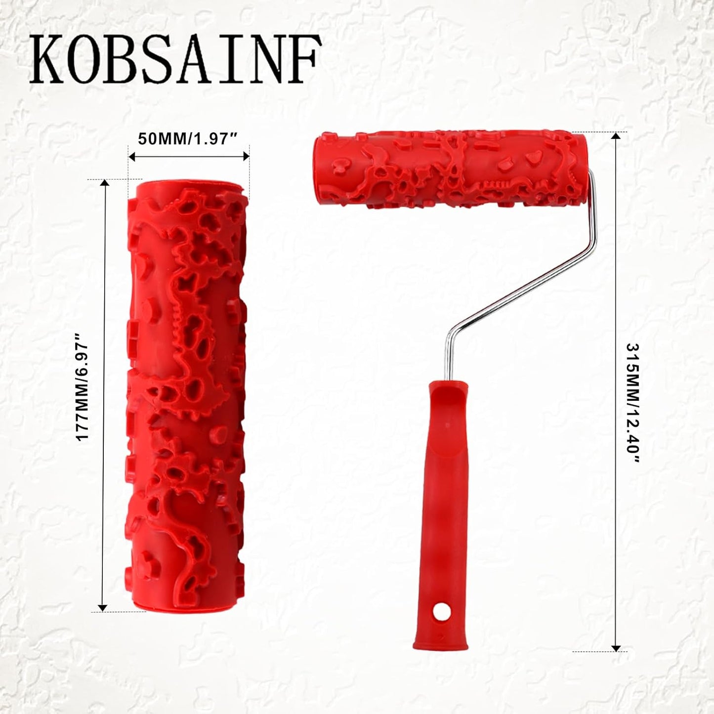 2 Pack 7" Patterned Rubber Texture Roller Tools, Texture Rubber Roller for Wall Decoration Classic Brick Embossing (EG323T)