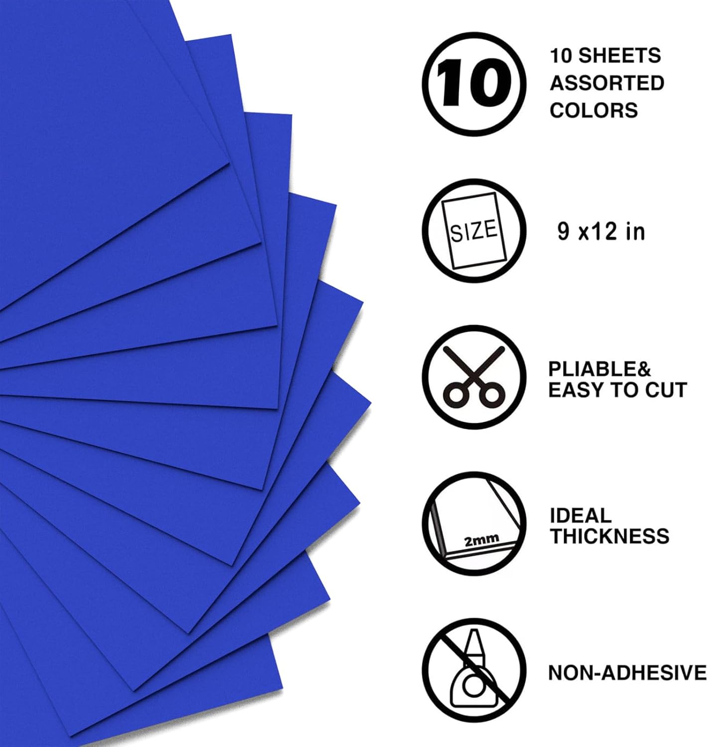 MEARCOOH Blue Foam Sheets Crafts 9x12 Inch 2mm Eva Color Craft Foam Paper for Crafts Project Preschoolers Classroom Scrapbooking DIY Cosplay(10 Sheets)