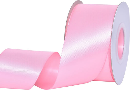 YAMA Pink Double Faced Satin Ribbon, 2 Inch 25 Yards, Great for Crafts Bows Flower Bouquet Wedding Home Decor Gift Wrapping