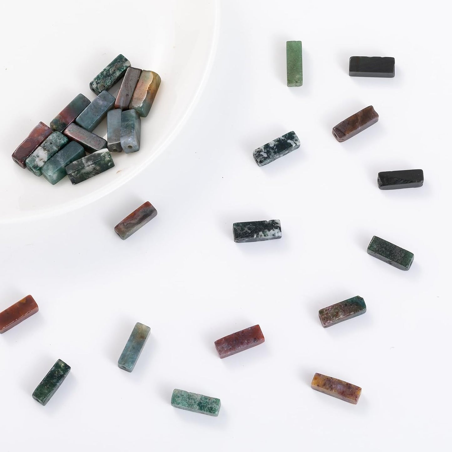 Natural Indian Agate Rectangle Tube Beads 4x13mm 38cm/str Loose Semi Gemstone Stone Beads for Making Bracelets Necklace Earrings