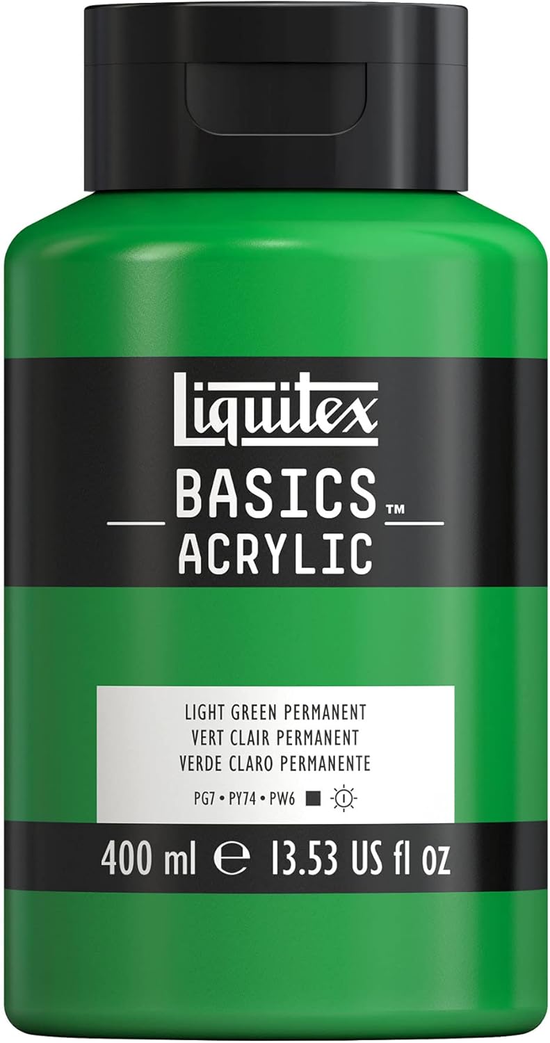 Liquitex BASICS Acrylic Paint, 400ml (13.5-oz) Bottle, Light Green Permanent