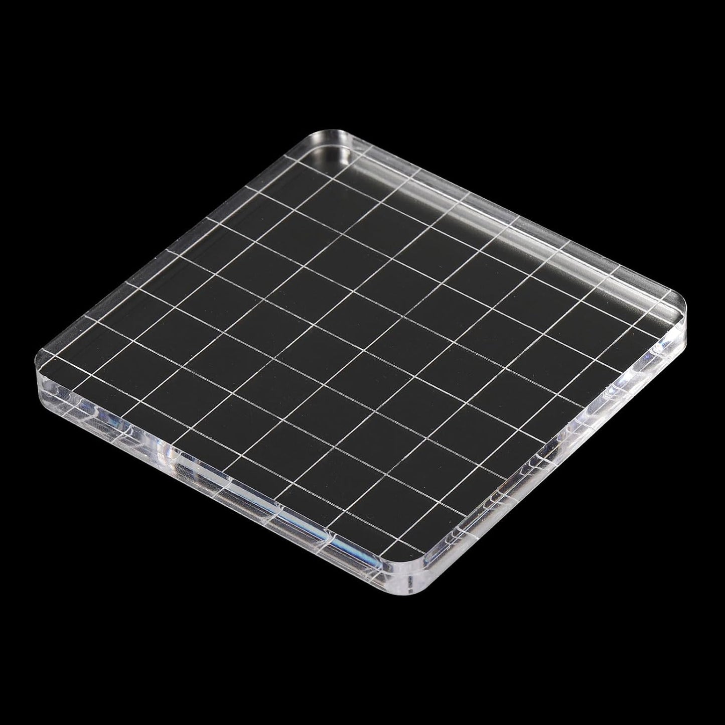 PATIKIL 3" x 3" Acrylic Stamp Block, Clear Stamping Block with Grid Lines Decorative Mounting Blocks Square for Scrapbooking DIY Crafts Card Making