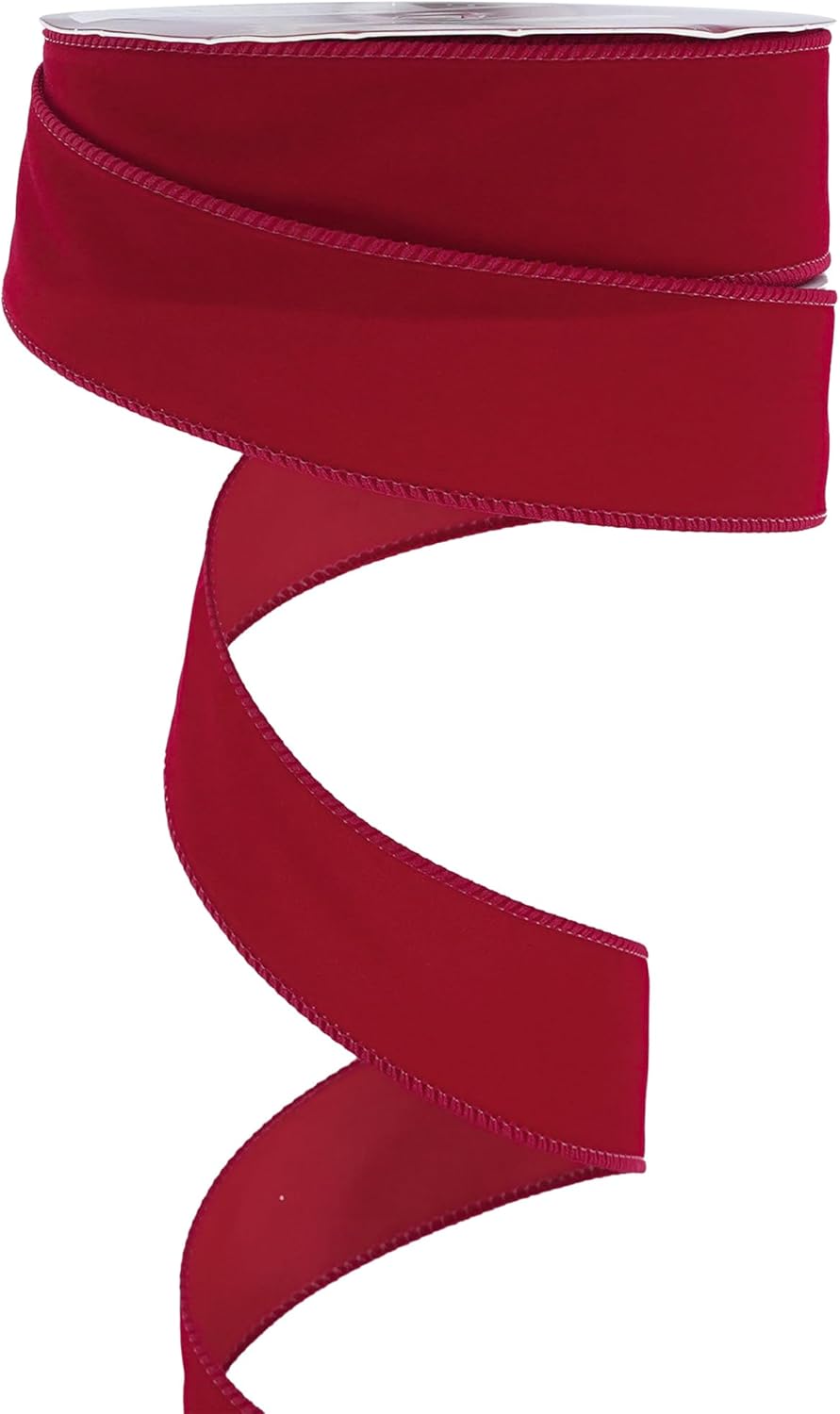 MEEDEE 1.5 Inch Velvet Wired Ribbon - 25 Yards Dark Red, Perfect for Christmas Tree, Wreaths & Bows