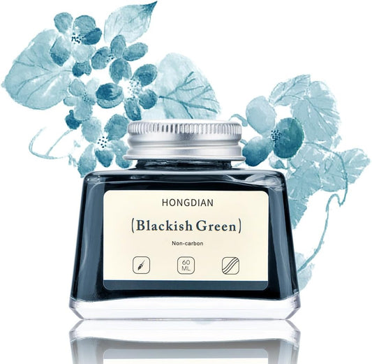 Asvine Hongdian Fountain Pen Bottled Ink Blackish Green, 60ml Fountain Pen Bottled Ink, Non Carbon