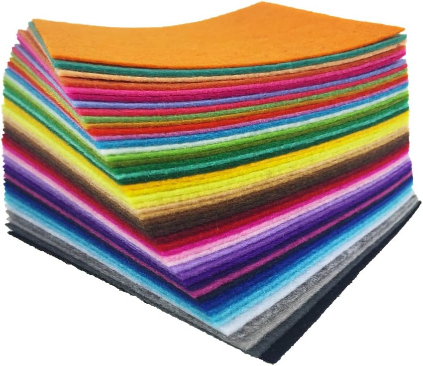 flic-flac 48PCS 12 x 12 inches (30 x 30cm) Assorted Color Felt Fabric Sheets Patchwork Sewing DIY Craft 1mm Thick … (30cm * 30cm, 48pcs)