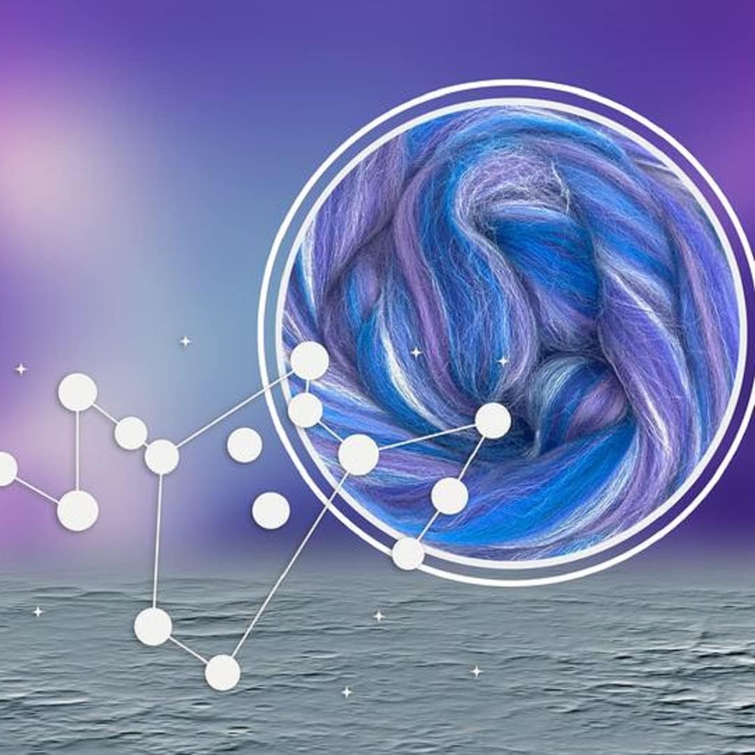 Revolution Fibers – Constellation Range Roving (8 Ounces) | Multicolored Tonal Blend of 70% Dyed Merino and 30% Tussah Silk Combed Top | Soft Fiber for Felting, Spinning, Knitting (Phoenix Blue)