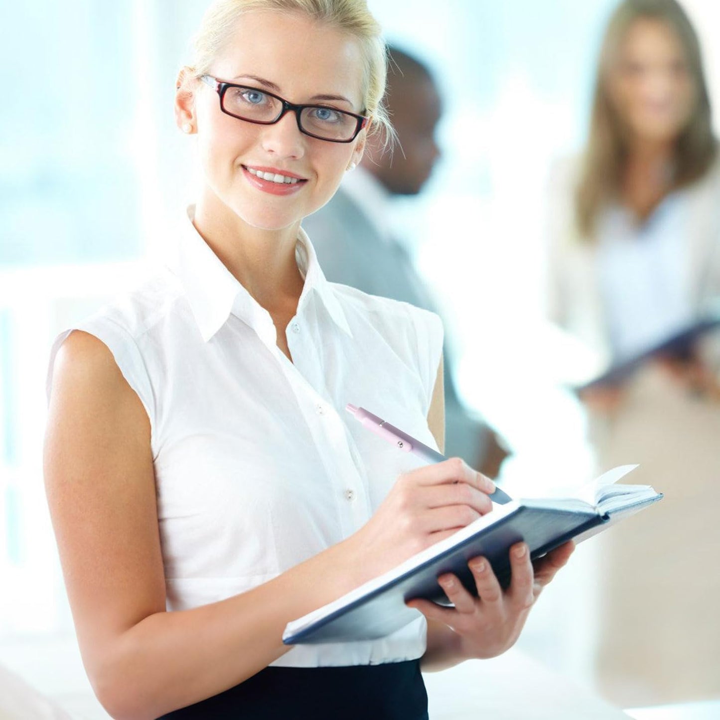 FIOVER 10pcs Gel Pens Black Ink Medium Point 0.7mm Pens Smooth Writing High-End Series Cute Ballpoint for Journaling Note Taking, Office School Supplies Gifts for Women and Men