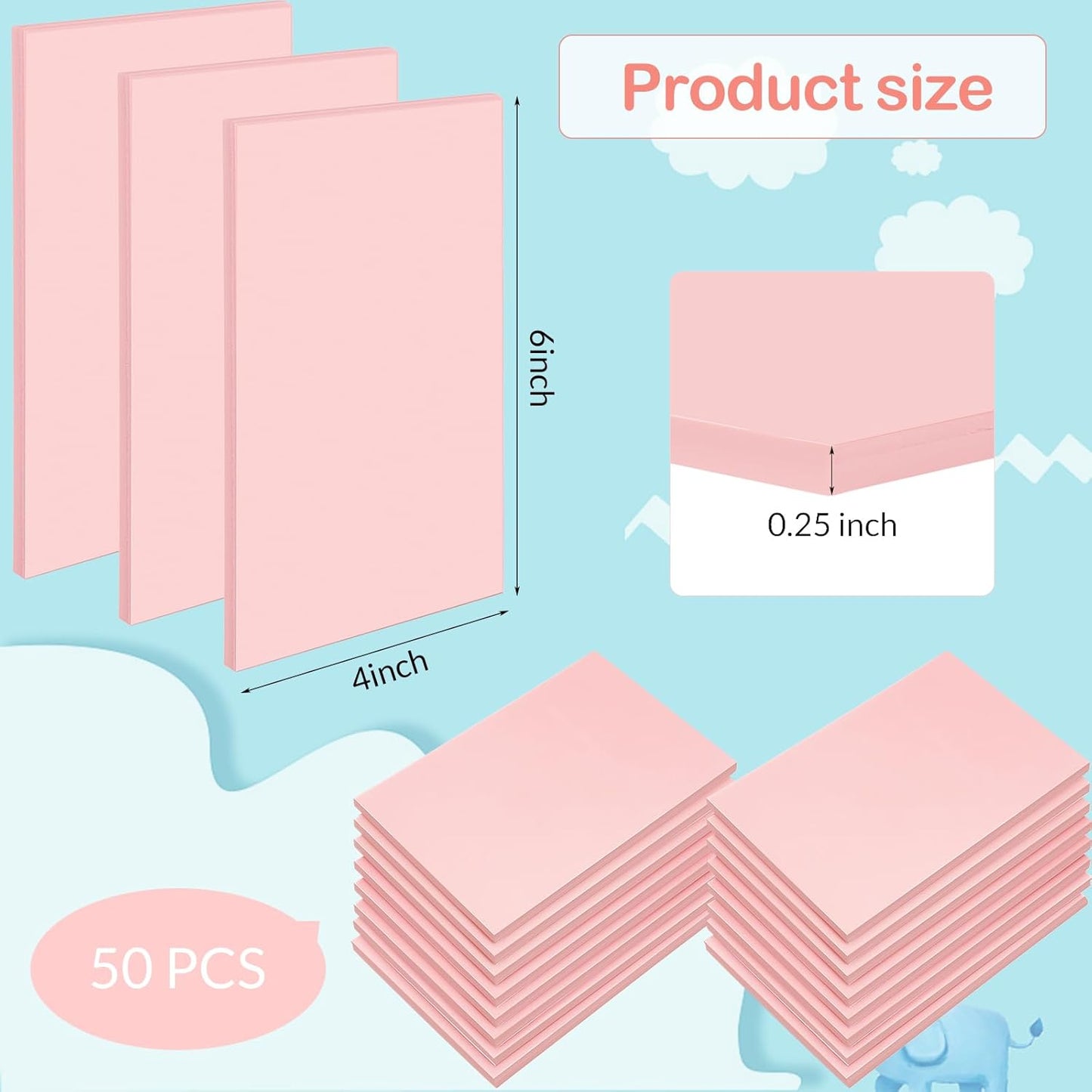 Frienda 50 Pack Rubber Carving Blocks 4 x 6 Inch, Rubber Stamp Carving Blocks for Printmaking, Printing, DIY Craft Project, Soft Block Stamp for Beginners and Professional(Pink)