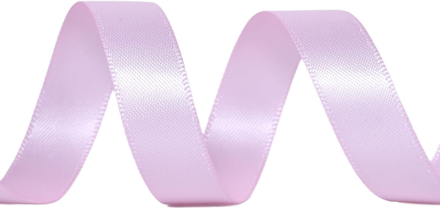YAMA Light Pink Double Faced Satin Ribbon 1/2 Inch 25 Yards Thin Baby Pink Ribbon for Gift Wrapping Crafts Bows Wedding Party Christmas Decoration