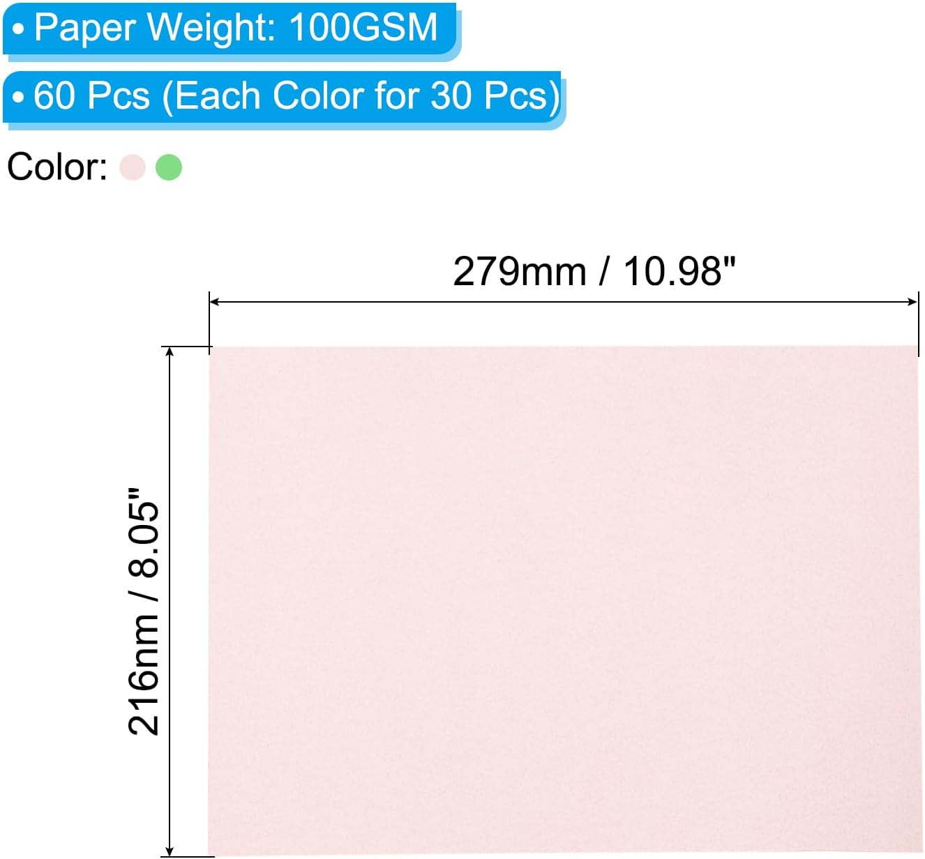 PATIKIL 60 Sheets Vellum Paper 8.5x11inches, Printable Translucent Paper 100GSM Colored for Invitations Laser Inkjet Printing Card Making Crafting Wedding Tracing, Green/Pink