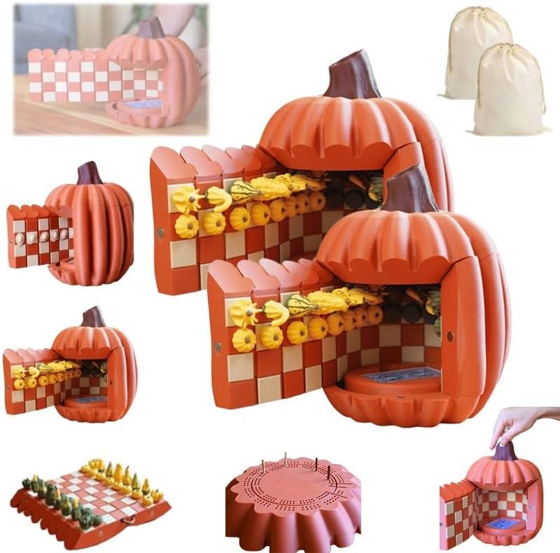 Forgecore Gourd Games, Pumpkin Game Set: Magnetic Chess Checkers, Dice Tower, Cribbage, Card Holder, Gourd Gambit Pumpkin Chess Expansion Pack, 3D Printing Portable Adult Pumpkins Board Game Set(2#2)