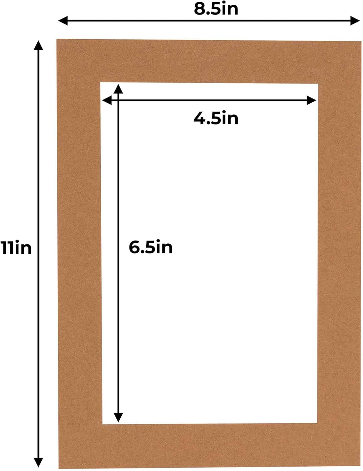 5x7 Mat for 8.5x11 Frame - Precut Mat Board Acid-Free Show Kit with Backing Board, and Clear Bags Brown 5x7 Photo Matte Made to Fit a 8.5x11 Picture Frame Matboard for Framing, Pack of 100 Mats