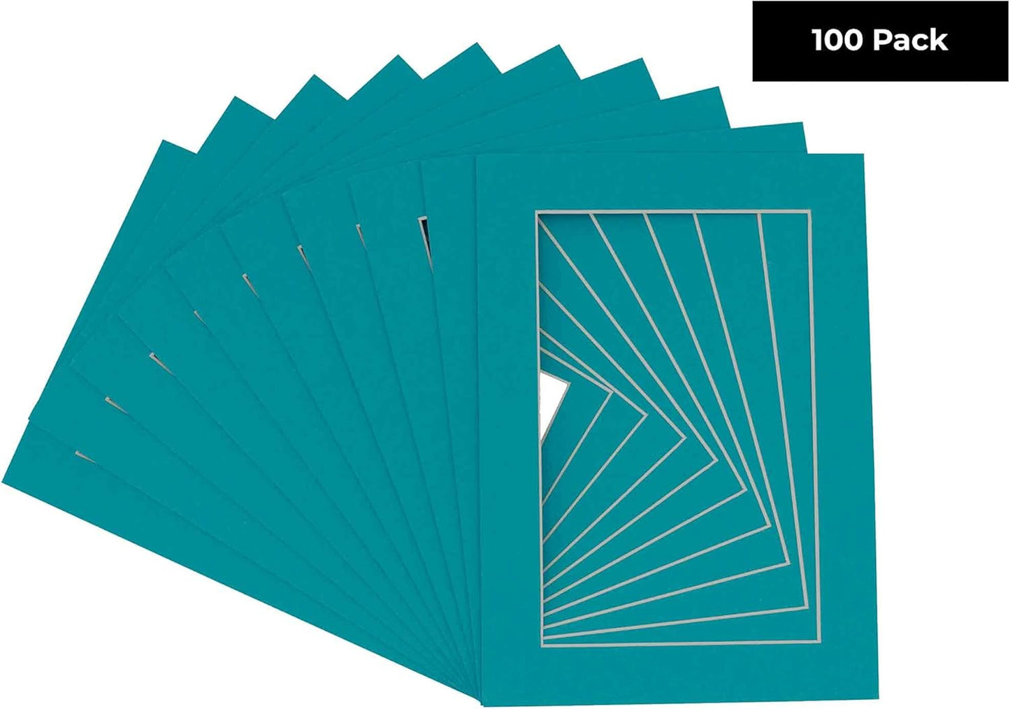 5x7 Mat for 8.5x11 Frame - Precut Mat Board Acid-Free Teal Blue 5x7 Photo Matte For a 8.5x11 Picture Frame, Premium Matboard for Family Photos, Show Kits, Art, Picture Framing, Pack of 100 Mats