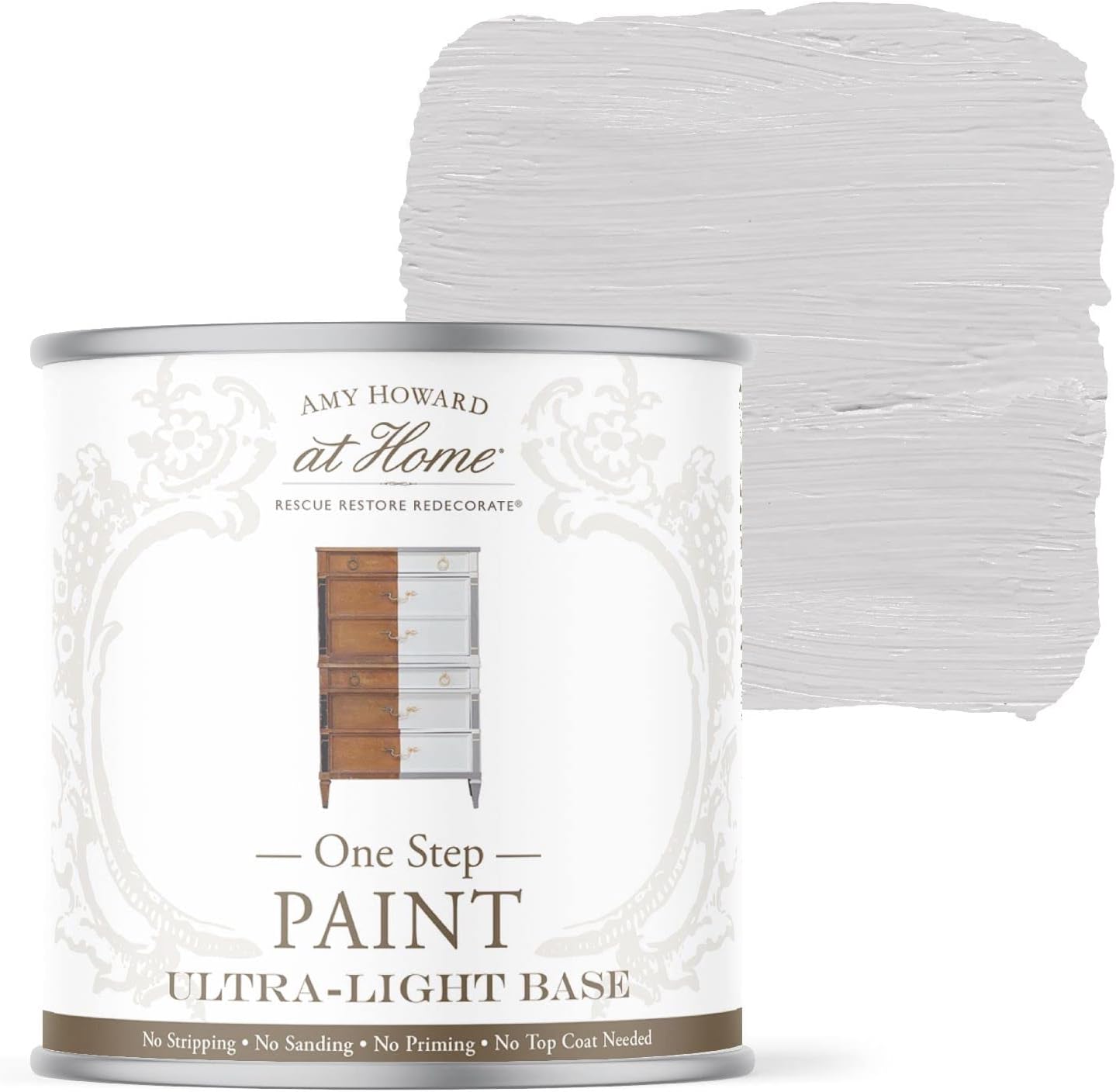 AMY HOWARD AT HOME Chalk-Based One Step Paint for Furniture, Cabinetry, Decor, Finish, and More | No Stripping, Sanding, or Priming | Ultra-Light Base | 32 Ounce | Serengeti Gray