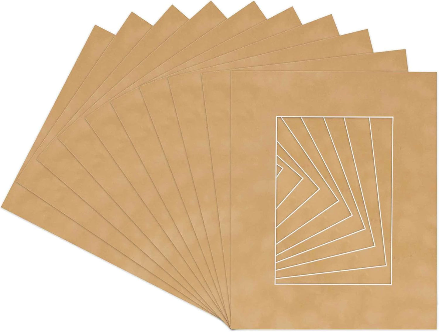 Pack of 25 Acid Free 11x14 Mats Bevel Cut for 8.5x11 Photos - Beige Suede Precut Matboards For Pictures, Photos, Framing - 4-ply Thickness