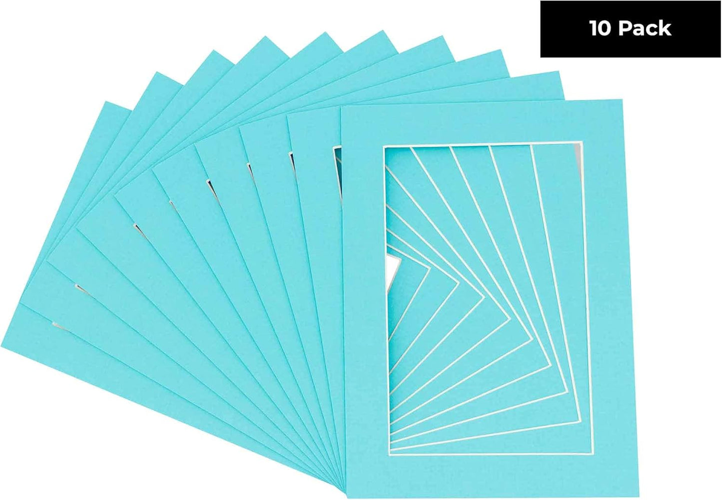 11x14 Mat for 8.5x11 Photo - Precut Aquamarine Blue Picture Matboard for Frames 11 x 14 Inches - Bevel Cut to Display Art 8.5 x 11 Inches - Acid Free Pack of 10 MATS with Backing Boards & Clear Bags