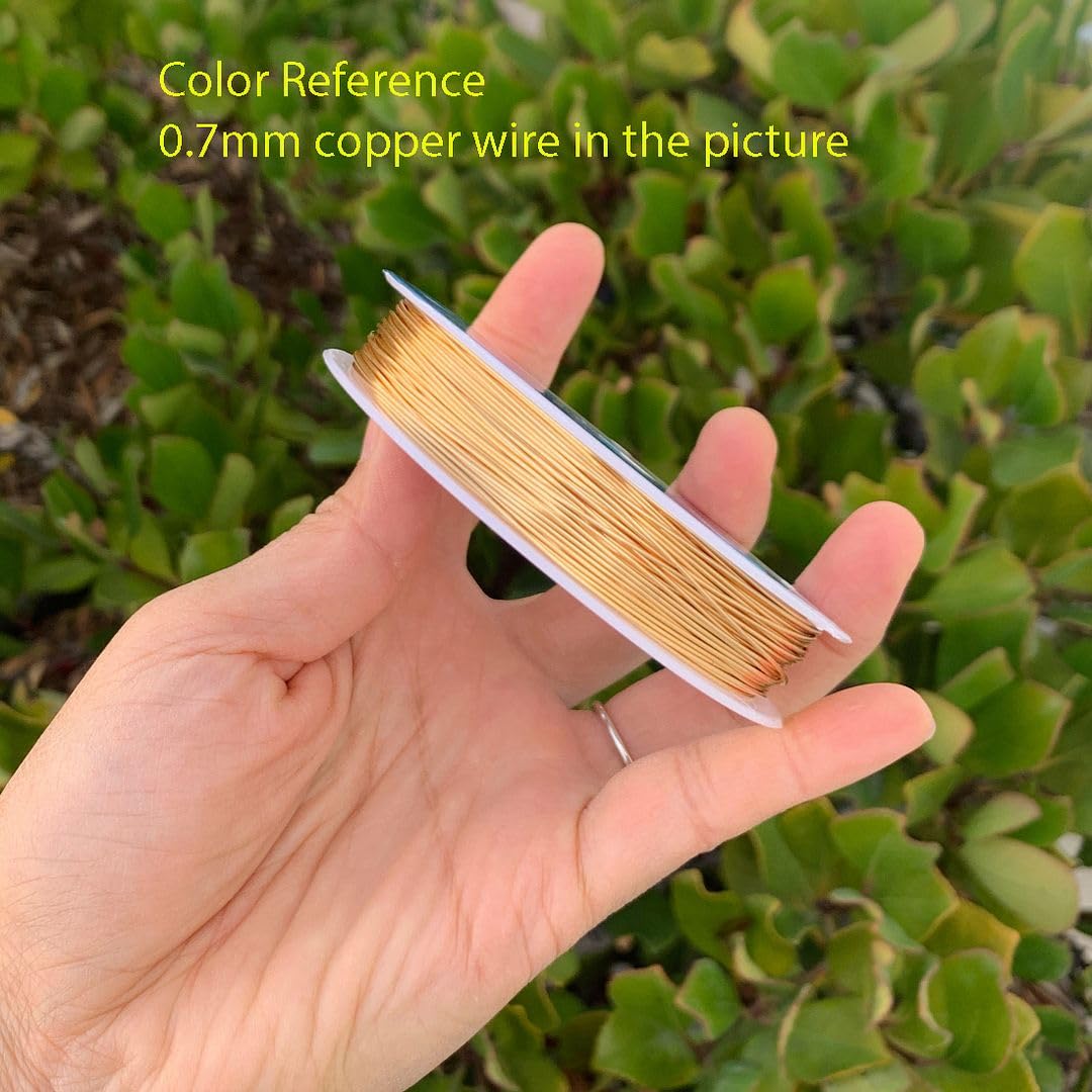 Adabele 164 Feet Premium Tarnish Resistant Round Jewelry Wire Copper Beading Wire Spool Bulk (0.7mm/21 Gauge) 18K Gold Plated for DIY Craft Jewelry Making BF286-7