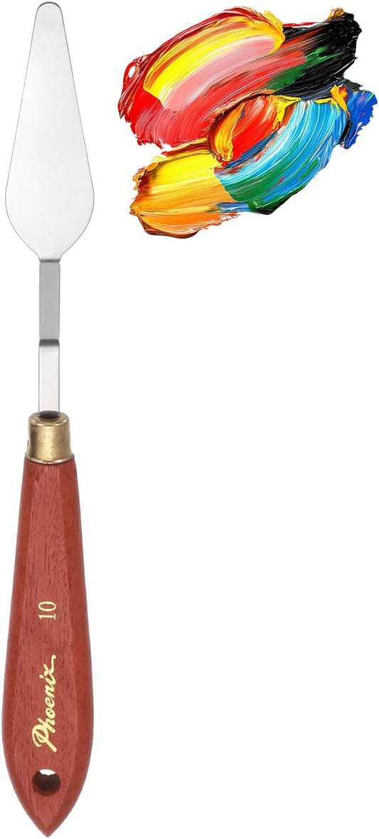 MECCANIXITY Pack of 1 Palette Knife No.10, 8.2" Long Palette Knives with Stainless Steel Flexible Spatula Pallet Knife and Wood Handle for Scraping, Mixing, Oil Acrylic Painting Canvas