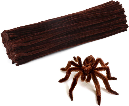 kdafio 120 Pcs Brown Pipe Chenille Stems, Chenille Stems Pipe Cleaners Long Craft Pipe Cleaners Pipe Cleaners for Hair Locs Beginner Creative Crafts Christmas Halloween Decorations